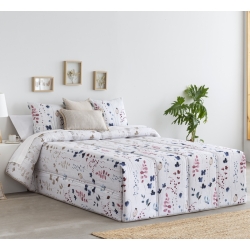 Edredón nordico cama 150 a 90 cm COLOMA flores azules y rosas