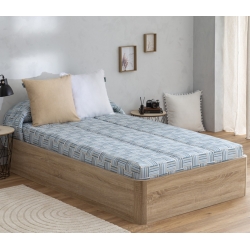 Edredón ajustable azul para cama juvenil MOCA rayas y cuadros
