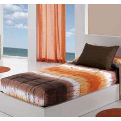Edredón ajustable de rayas cama 105, 90 o 80 LOICA color naranja