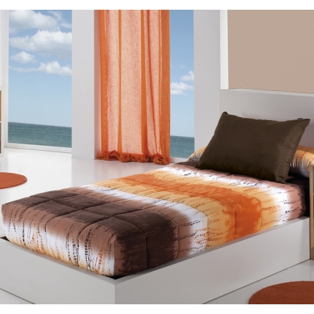 Edredón ajustable de rayas cama 105, 90 o 80 LOICA color naranja