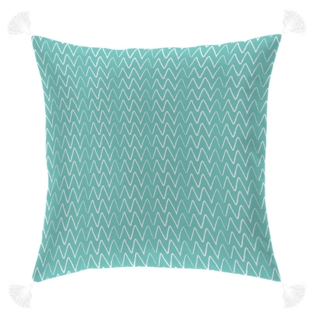Almohada decorativa con rayas zigzag HANA color turquesa