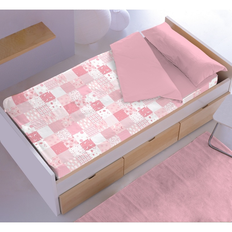 Saco nórdico cama Montessori 80x165 o Ikea 70x160 BABY color rosa