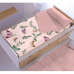 Saco nordico rosa MARIPOSAS para cama 70x160, 90 o 105 cm