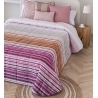 Cubre cama verano con relleno fino MARINA rayas rosa