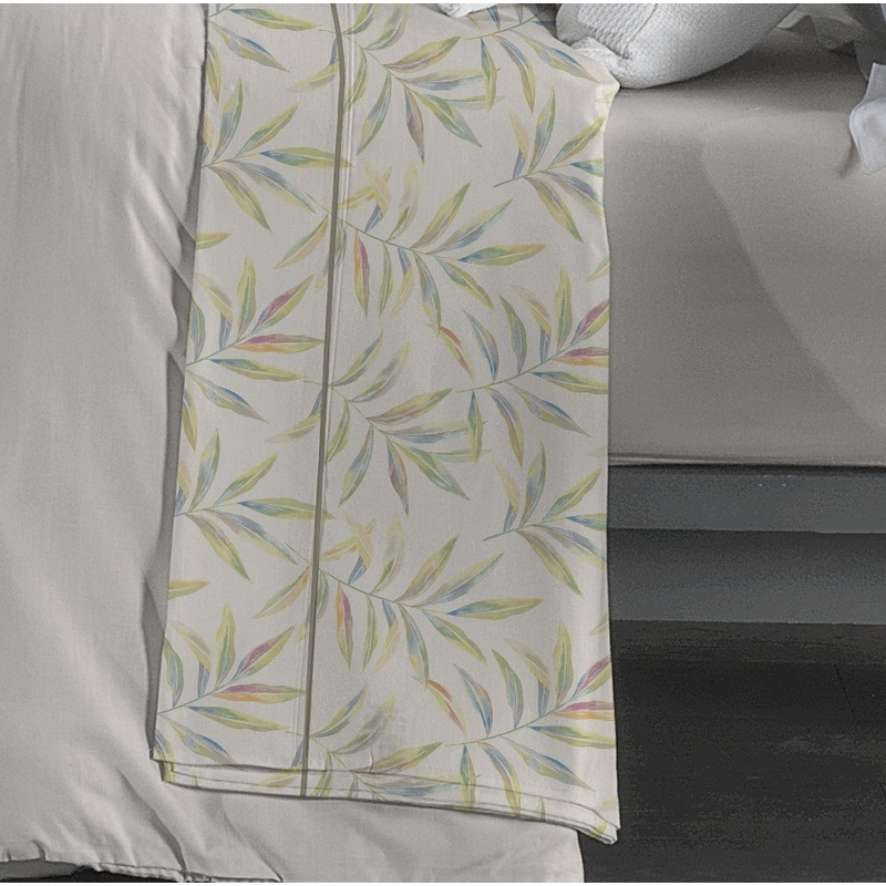 Juego de sábanas estampadas para cama SOAR hojas color beige