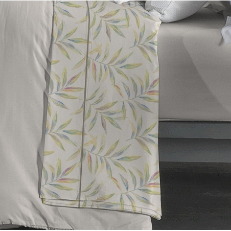 Juego de sábanas estampadas para cama SOAR hojas color beige