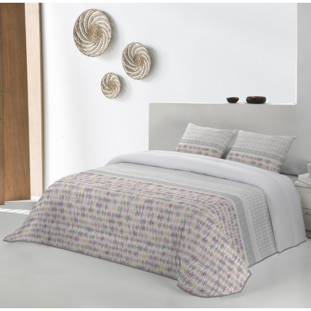Edredón de cama juvenil con rayas modernas MIAMI gris