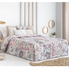 Edredón cama juvenil de flores turquesa y fucsia PERALADA cama 150 a 90