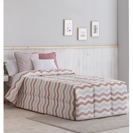 Edredón de rayas cama infantil de 90 o 105 DUNAS color rosa