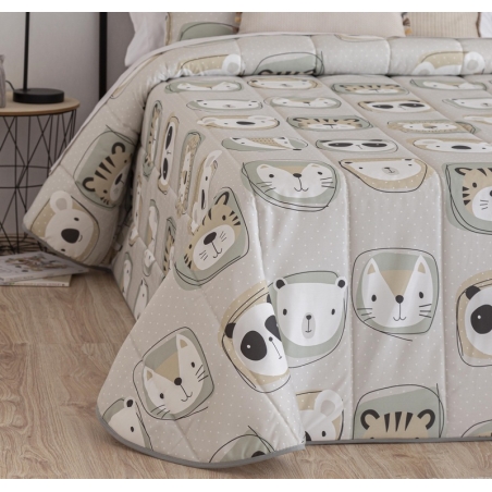 Colcha bouti de animales para cama de niños ZOO color beige