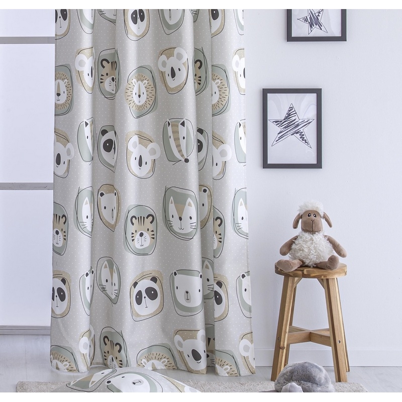 Cortina infantil con estampado de animales ZOO color beige