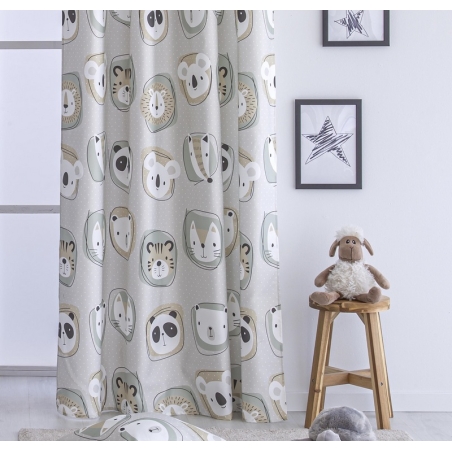 Cortina infantil con estampado de animales ZOO color beige