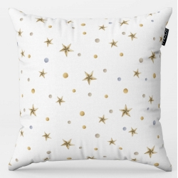 Funda 50x50 cm para cojín CIRCUS dibujo de estrellas dorados