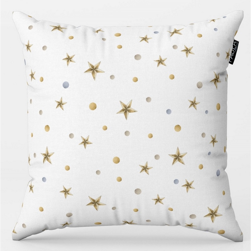 Funda 50x50 cm para cojín CIRCUS dibujo de estrellas dorados