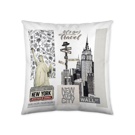 Cojín de cama NEW YORK TRAVEL con doble dibujo reversible original