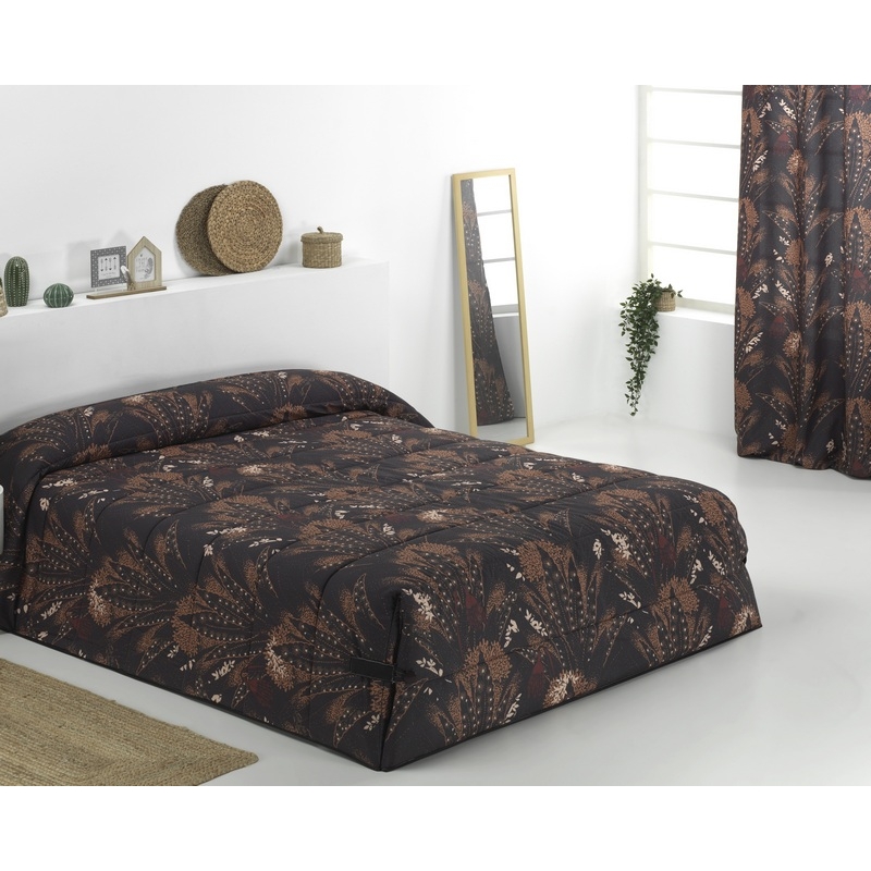 Edredón de botones comforter con flores LEA color negro