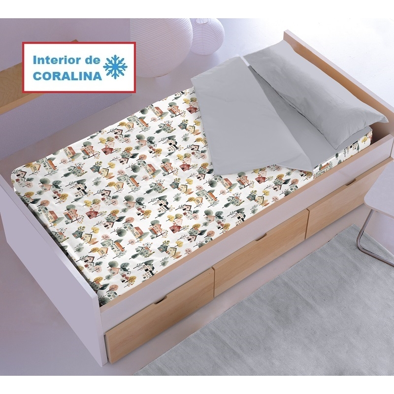 Saco con pelo coralina para cama 70, 80, 90 o 105 OSLO para habitación infantil