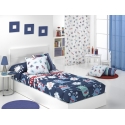 Edredón ajustable para cama 80, 90 o 105 MONSTERS color azul