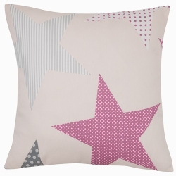 Cojin decorativo de cama con relleno ESTRELLAS color rosa