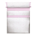 Sabanas blancas para cama con estrellas KALO en color rosa