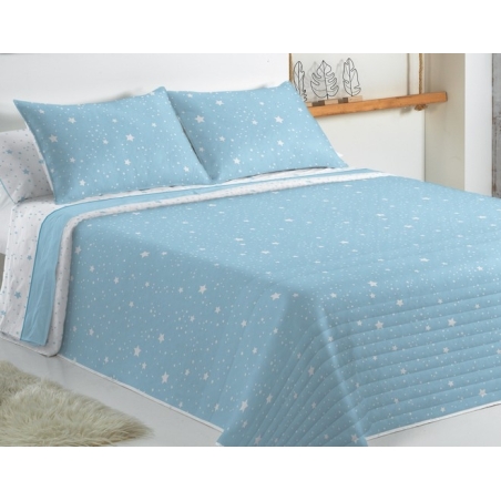 Colcha para cama de estrellas confortino 90 o 105 cm KALO color azul