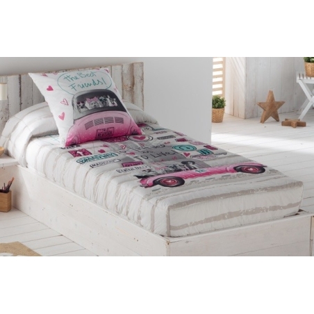 Edredón ajustable rosa CANDY para cama nido, abatible o litera