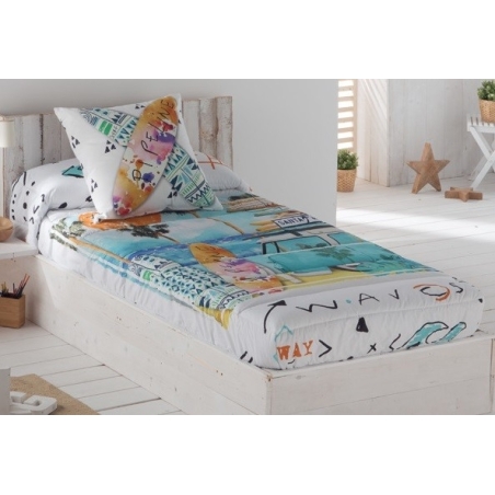 Edredón ajustable para camas juveniles BEACH de algodón 200 hilos
