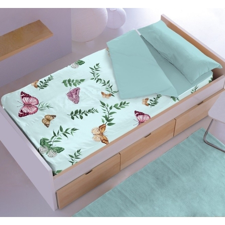 Saco nordico turquesa MARIPOSAS para cama 70x160, 90 o 105 cm