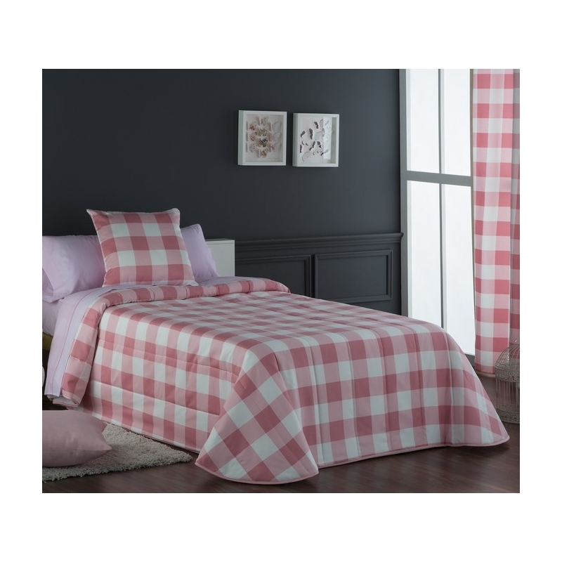 Colcha para cama de 105 o 90 cm VICHY cuadros rosa