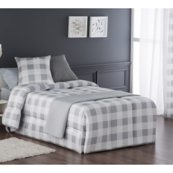 Edredón conforter de cuadros VICHY gris cama 90 o 105 cm