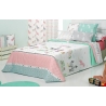 Funda nórdica cama de niña FANTASY color rosa, verde y turquesa