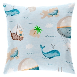 Cojín decorativo para cama MONDO C dibujo ballenas, barcos y globos