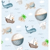 Imagen tejido MONDO C ballenas, islas, globos y barcos