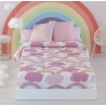 Edredón ajustable cama nido, abatible o litera IRIS con nubes color rosa