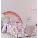 Edredón nórdico infantil de invierno rosa IRIS y nubes para cama de niña