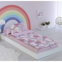 Saco nórdico rosa IRIS y nubes para cama 90x190 o 90x200 cm