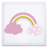 Cuadro digital infantil IRIS con dibujo de nubes en color rosa