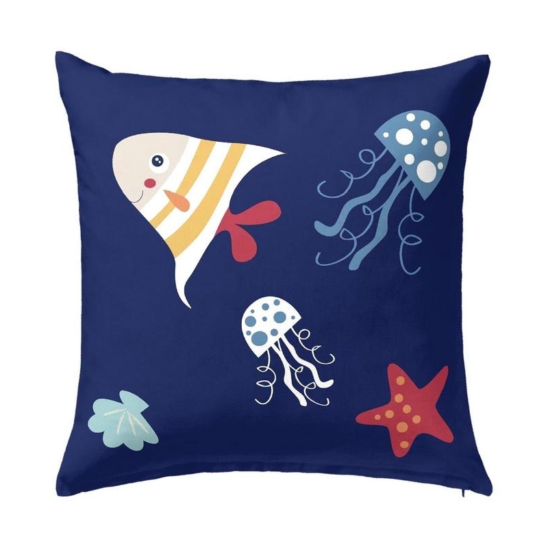 Funda almohada infantil CRABBY dibujo medusas y estrellas del mar