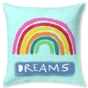 Cojín juvenil de cama en color turquesa IMAGINE dibujo arcoiris