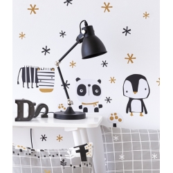Sticker autoadhesivo para habitación infantil NORDIC osito polar y pingüino