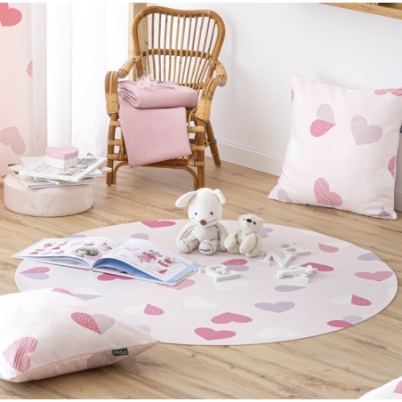 Alfombra PVC antideslizante habitación de niña CORAZONES color rosa