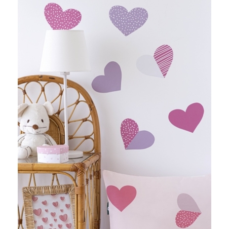 Sticker infantil para pegar en pared o mueble CORAZONES color rosa