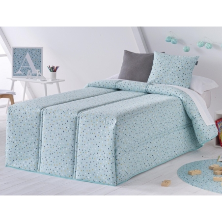 Edredón infantil de puntitos para cama 90 o 105 CONFETI color turquesa