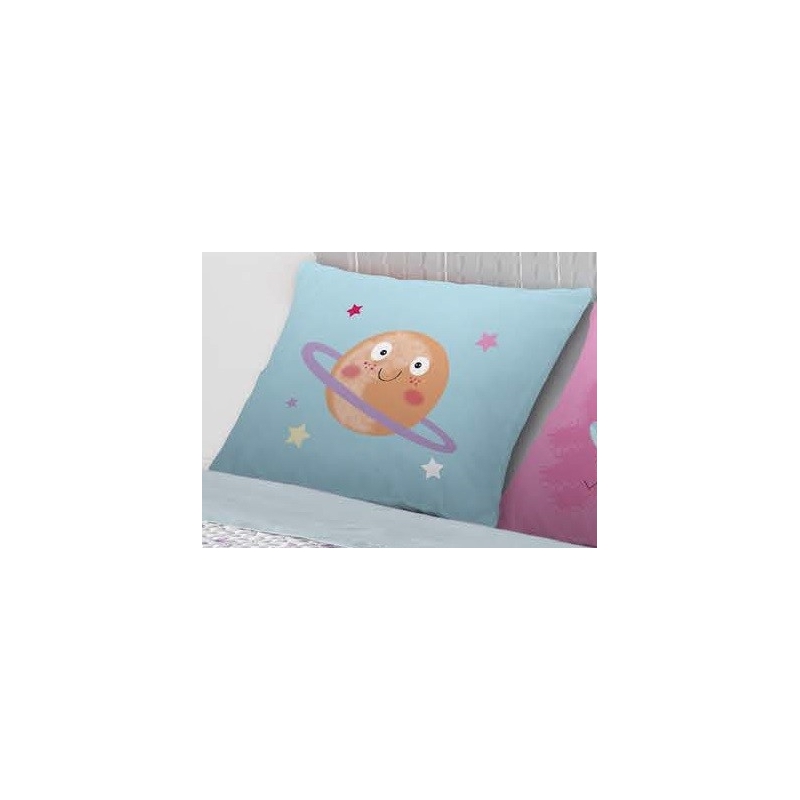 Cojín decorativo de 50x50 cm para cama infantil PLANET color azul