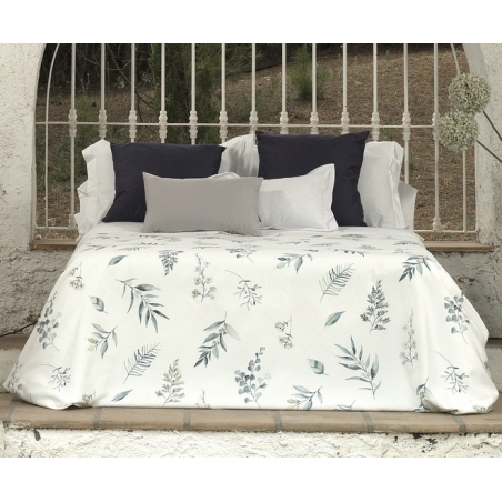 Funda nórdica de flores azules CIRO cama 90 a 180 cm