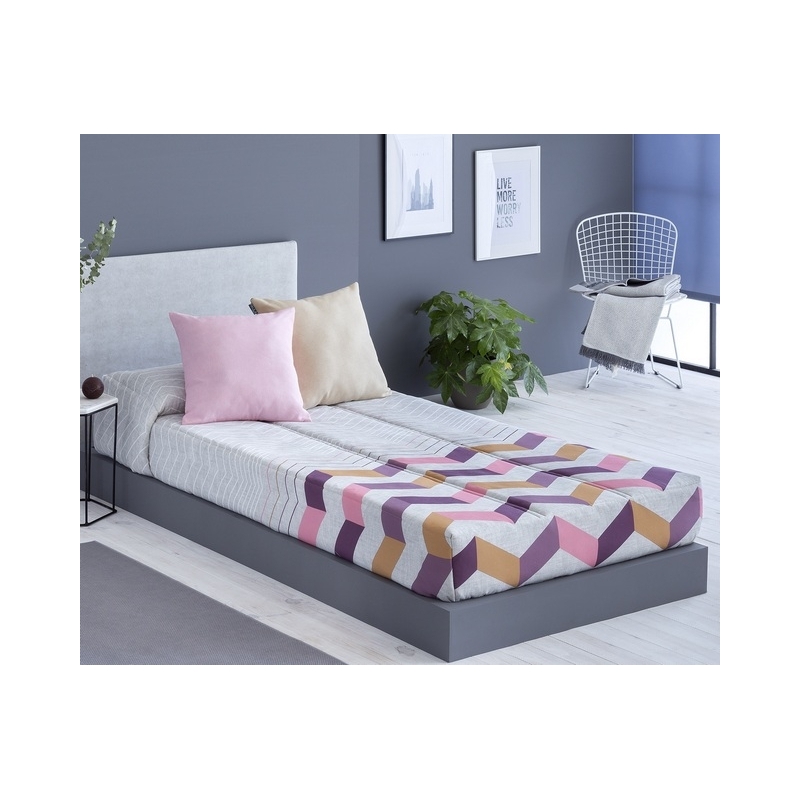 Edredón ajustable juvenil cama de 90 o 105 SOLLER color lila