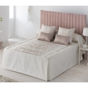 Colcha edredón con faldón para cama grande CASEY rayas color rosa
