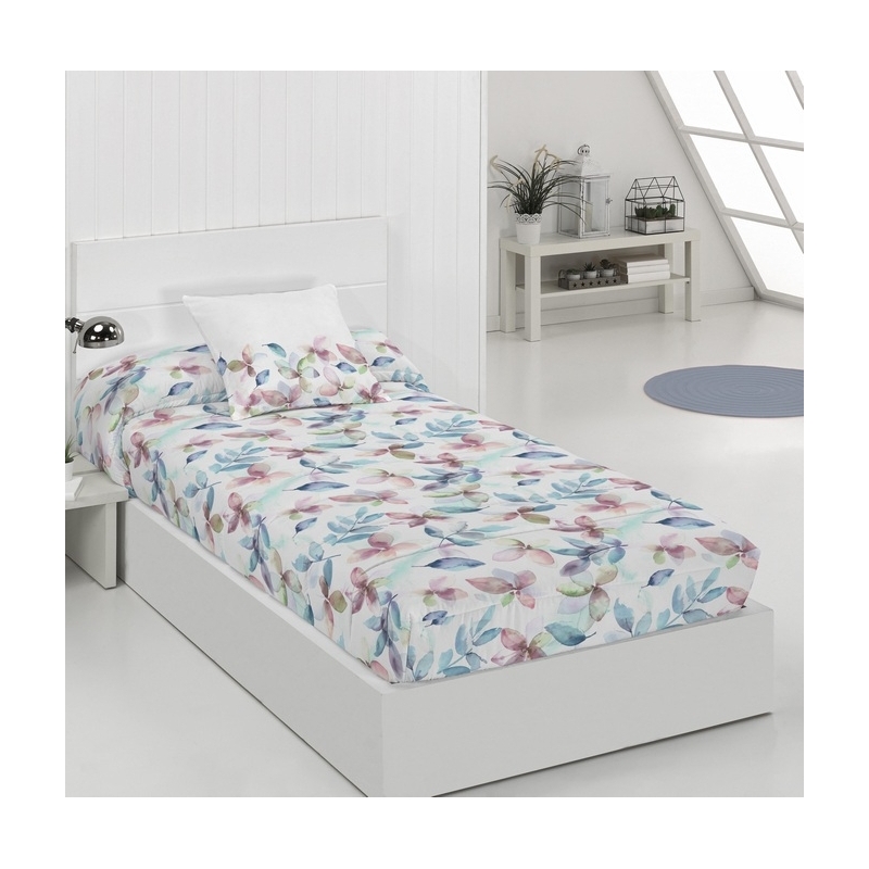 Edredón ajustable cama nido, abatible o litera BORA flores color azul