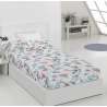 Edredón ajustable cama nido, abatible o litera BORA flores color azul