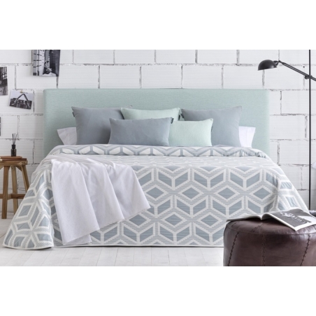 Colcha de verano cama 90 a 180 AMANDA textura azul, gris, beige o blanco